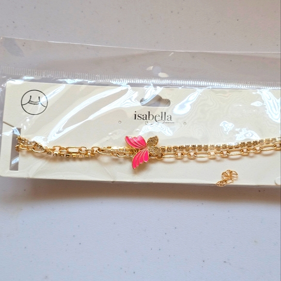 Isabella Double Necklace Chain Butterfly Charm NWOT - Picture 3 of 6